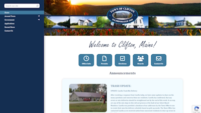 screenshot of the website for the Town of Clifton, Maine at https://cliftonme.com/